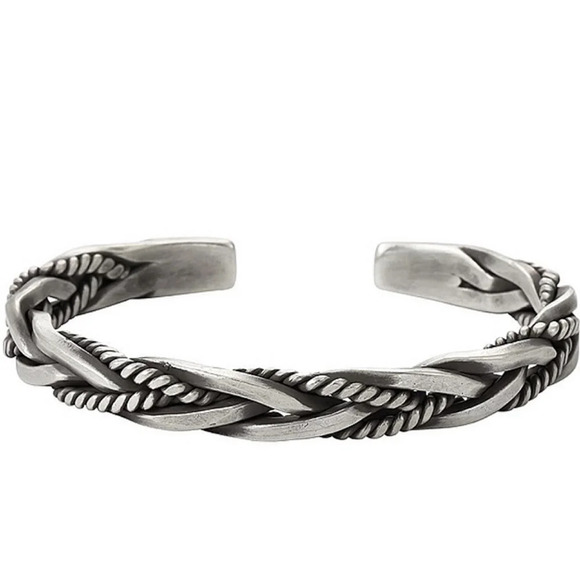NEW Solid Unisex Braided Twist 925 Sterling Silver Cuff Bracelet, Adjustable‎ - Picture 2 of 16